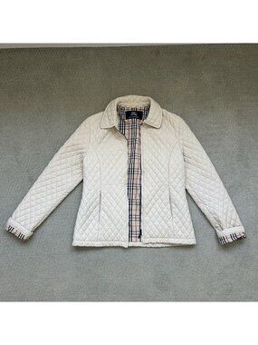 Burberry Brit Women’s Kencott Quilted Zip up Nova Check Jacket Beige Size XS